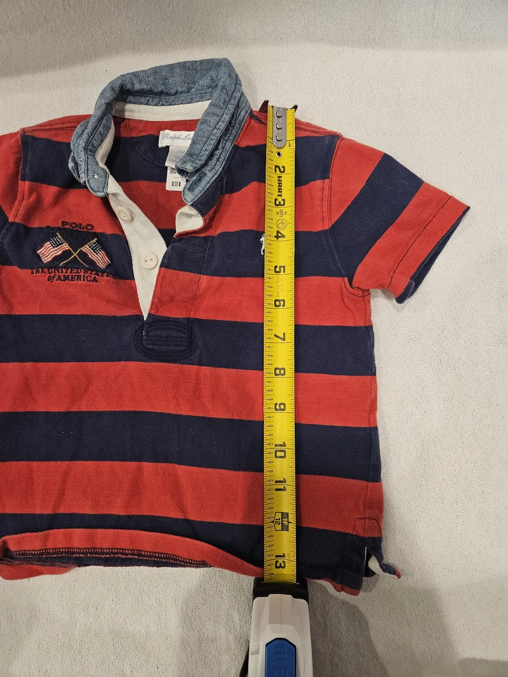 Polo by Ralph Lauren Kids' Red & Navy Striped Rugby Polo, Patriotic Flag